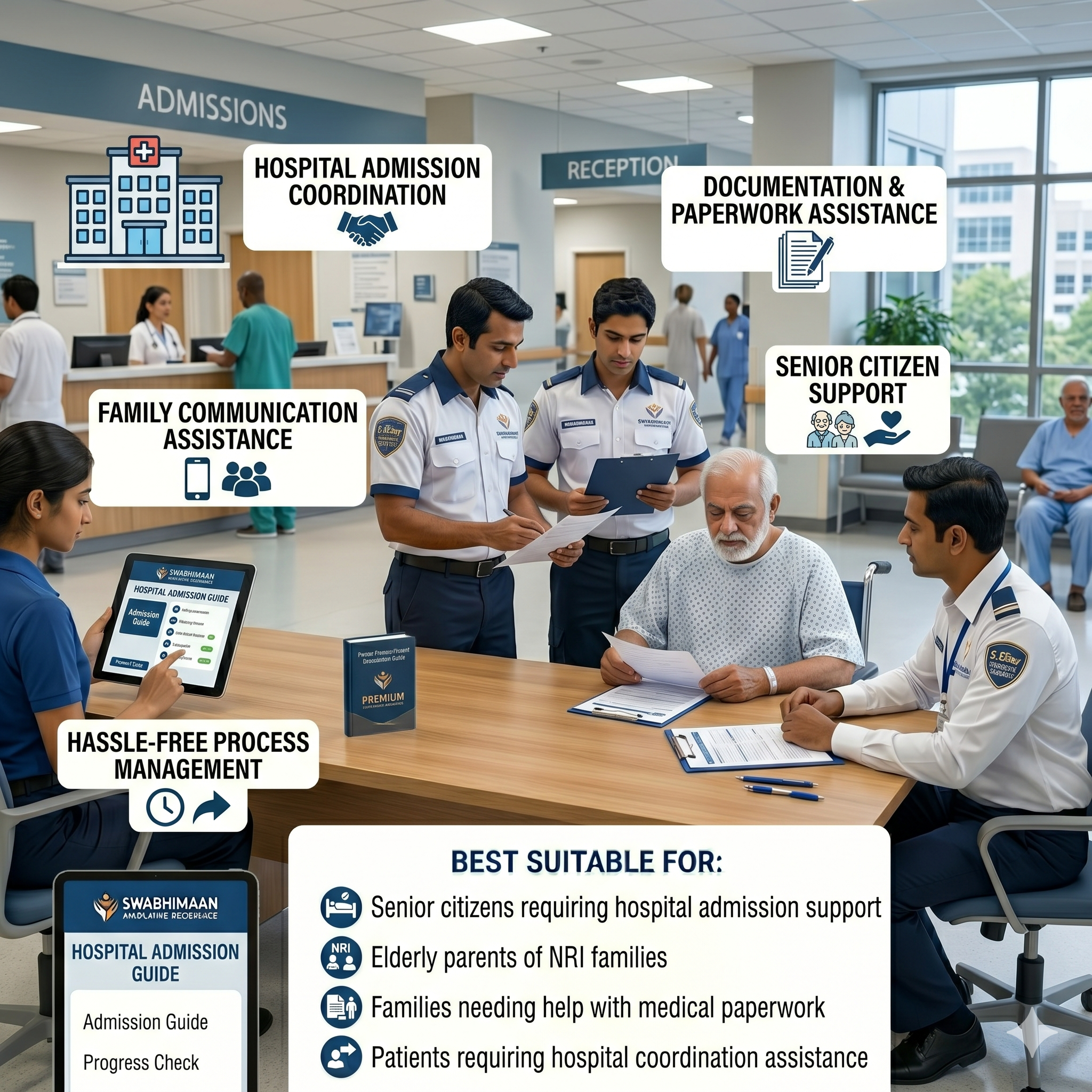 Swabhimaan Hospital Admission Assistance – Admission Procedure & Documentation Support for Senior Citizens