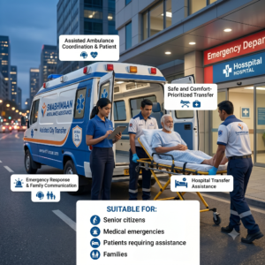 Swabhimaan Ambulance Assistance Within City – Assisted Hospital Transfer Service for Senior Citizens